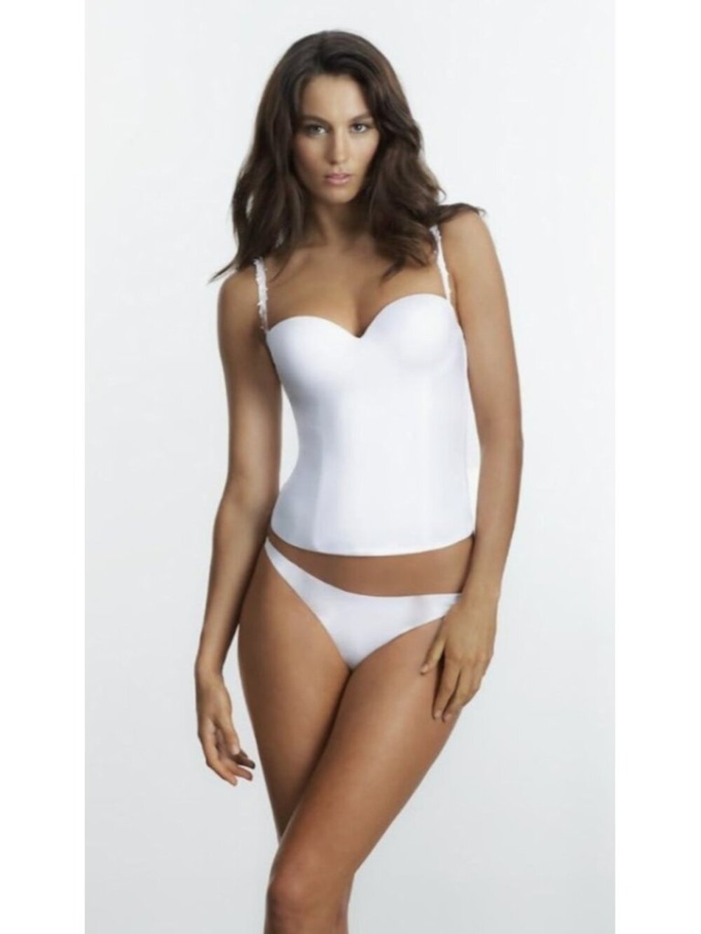Le Mystere 2355 Bridal Seduction Bustier 36DD Ivory Strapless Low Back Bra